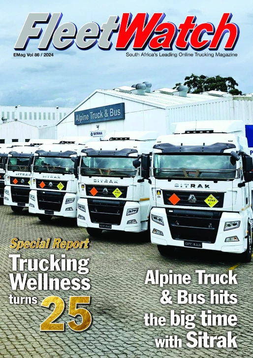 FleetWatch magazine cover with Sitrak trucks.