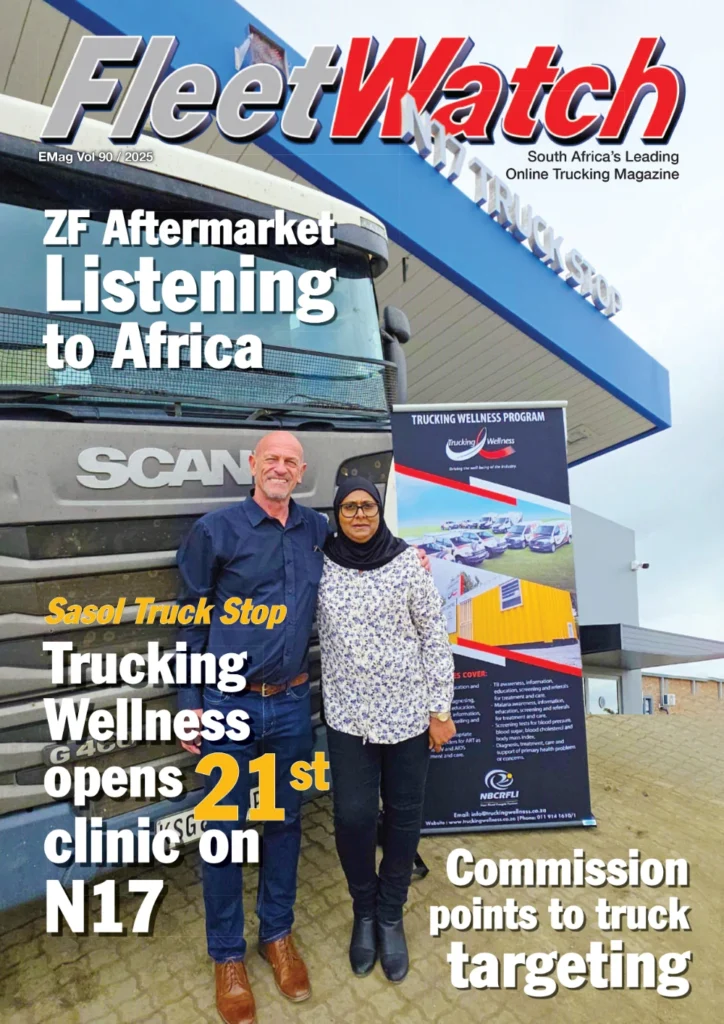 FleetWatch magazine cover with truck and people.